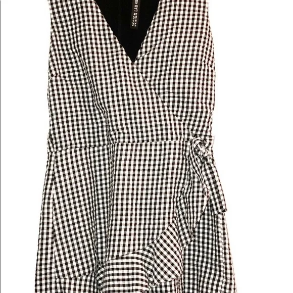 Design Lab Lord & Taylor Black and White Gingham Romper - Picture 2 of 5
